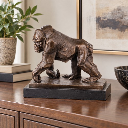 Bronze skulptur gorilla affe - skulptur,