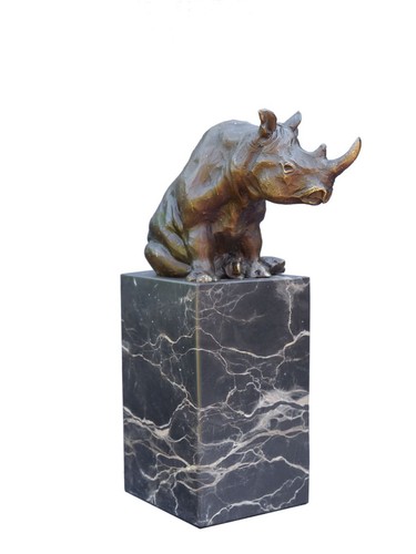 Nashorn figur bronzeskulptur - nashorn,