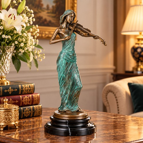 Bronze skulptur geigerin - bronze, mit