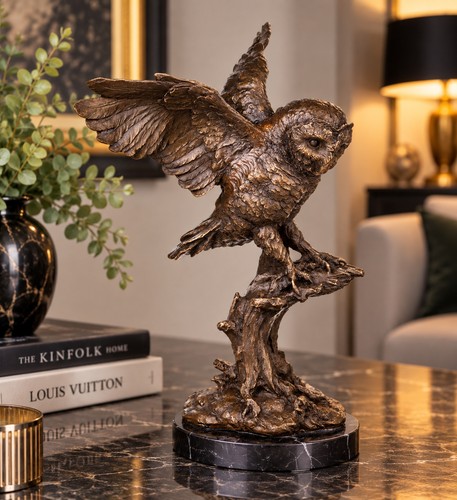 Bronze skulptur eule auf - bronze,