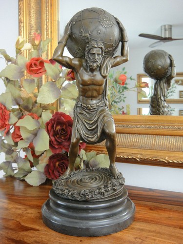 Bronze statue atlas marmor - bronze,