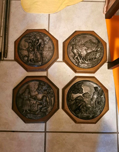 4er set zinn - zinn-relief, plaketten