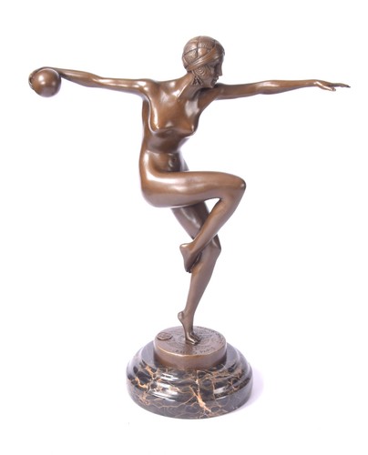 Bronze skulptur frau mit ball - mit,