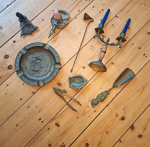 Antik messing set - messing,