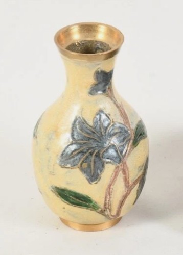 Messing vase mit email dekor - email-dekor, |