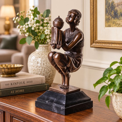 Bronze skulptur frau mit - bronze,